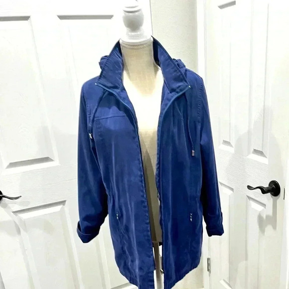 London Fog soft hooded jacket with zip pockets waist cinched tie ❤️ - Picture 1 of 16